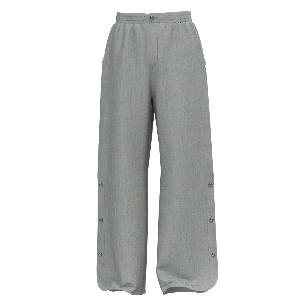 Side Button Open Pants - Chudenmouori Random Vertical Kasuri Overlay Rain