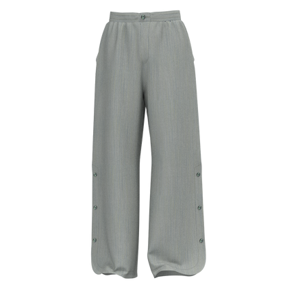 Side Button Open Pants - Chudenmouori Random Vertical Kasuri Overlay Rain