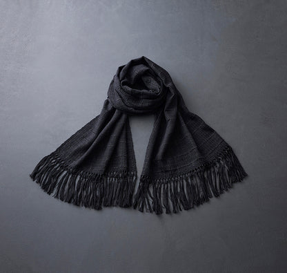 Fringe scarf, silk cord weave (black)