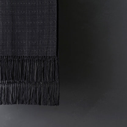 Fringe scarf, silk cord weave (black)