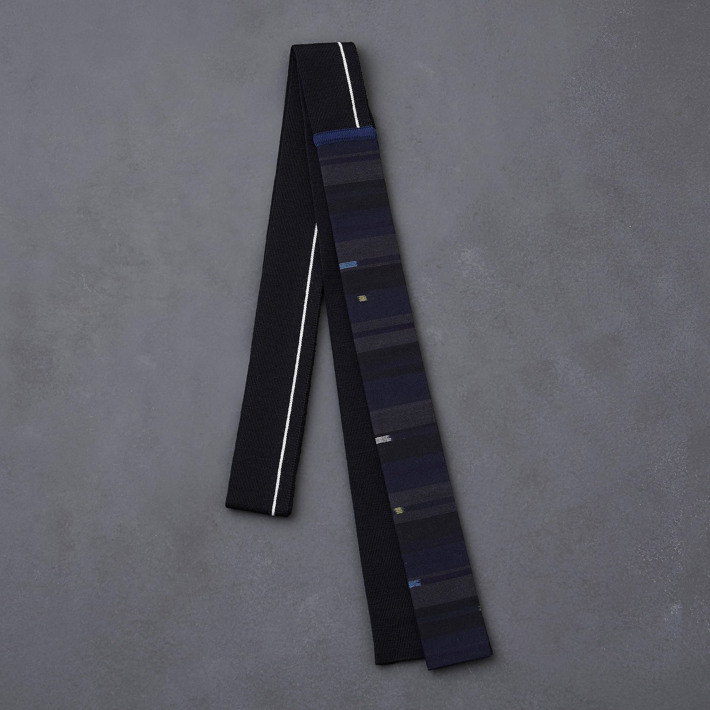 KIMONOニット タイダブル - 久留米絣 ミッドナイト(※ニット部分:ウール使用)