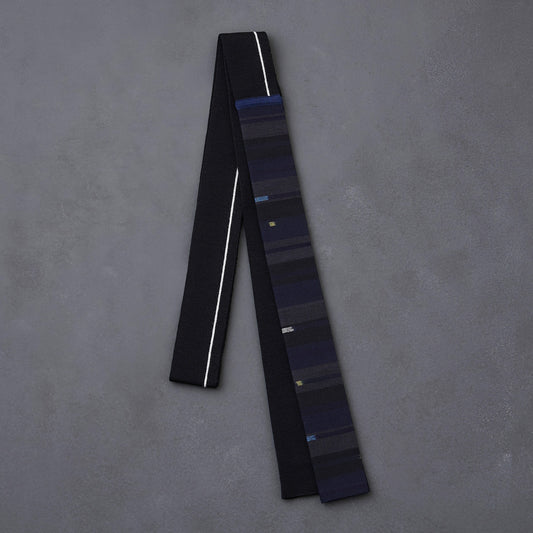 KIMONOニット タイダブル - 久留米絣 ミッドナイト(※ニット部分:ウール使用)