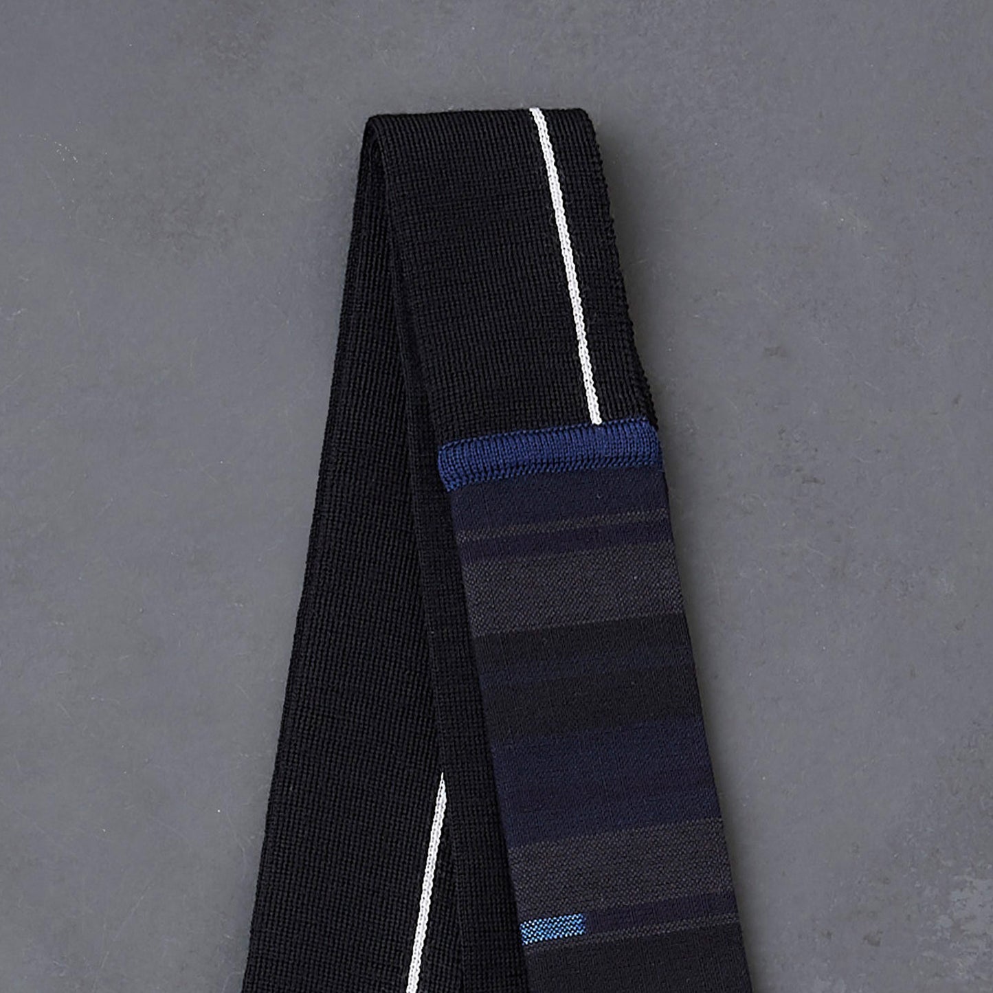 KIMONOニット タイダブル - 久留米絣 ミッドナイト(※ニット部分:ウール使用)