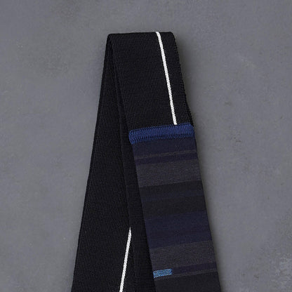 KIMONOニット タイダブル - 久留米絣 ミッドナイト(※ニット部分:ウール使用)