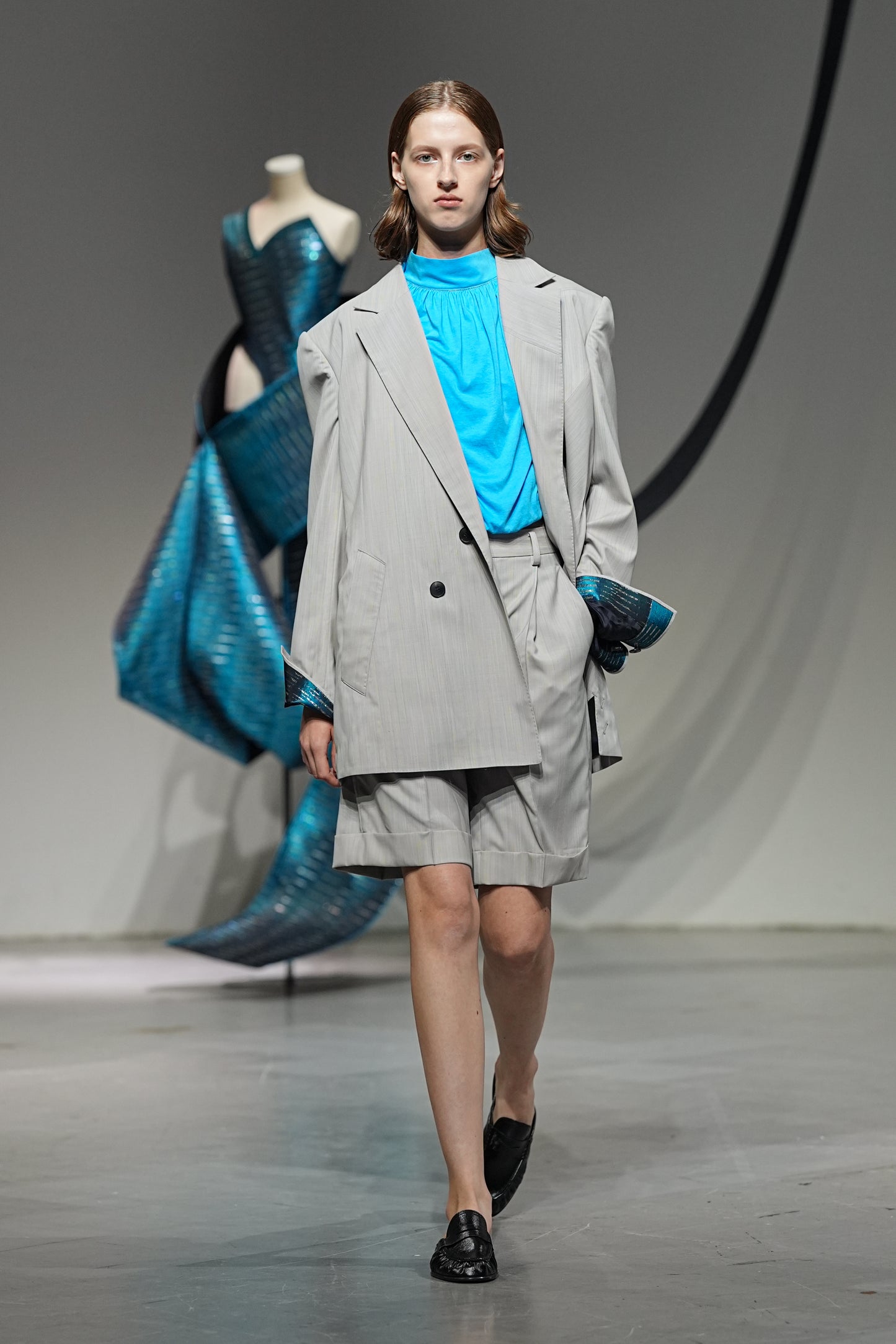 ハーフパンツ - 中伝毛織　ランダムタテ絣フラシ雨