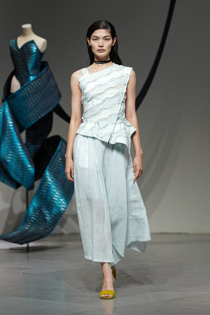 Sash Asymmetric Gathered Skirt - Omi Chijimi "Sho"